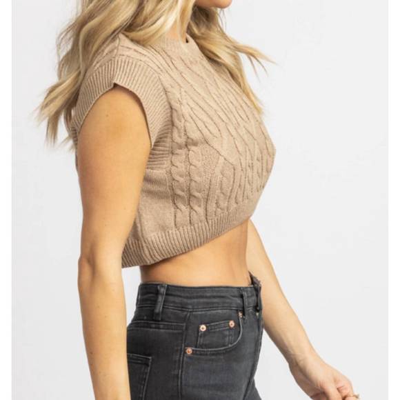 NEW MIMOSA cableknit nora crop tank in taupe - Picture 6 of 7